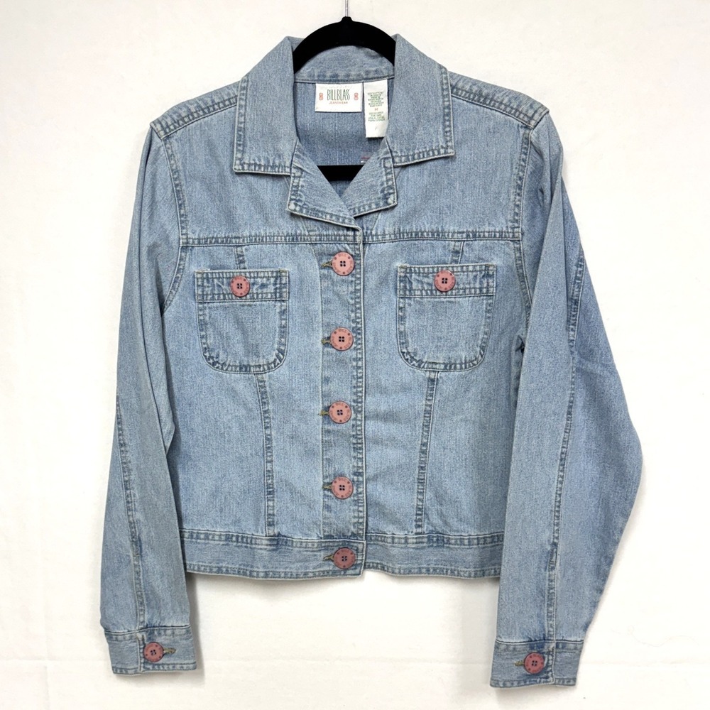Vintage Bill Blass Jeanswear Blue Denim Jacket, Size Medium Light Wash Boxy